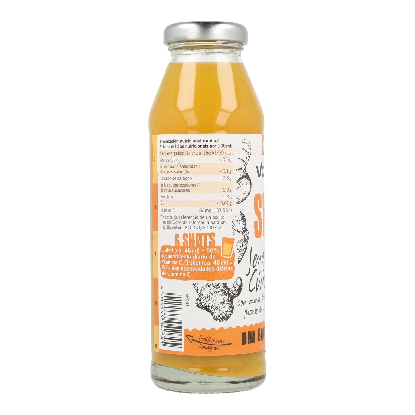 SHOT di zenzero e curcuma (arancia, acerola, limone) Voelkel 280 ml