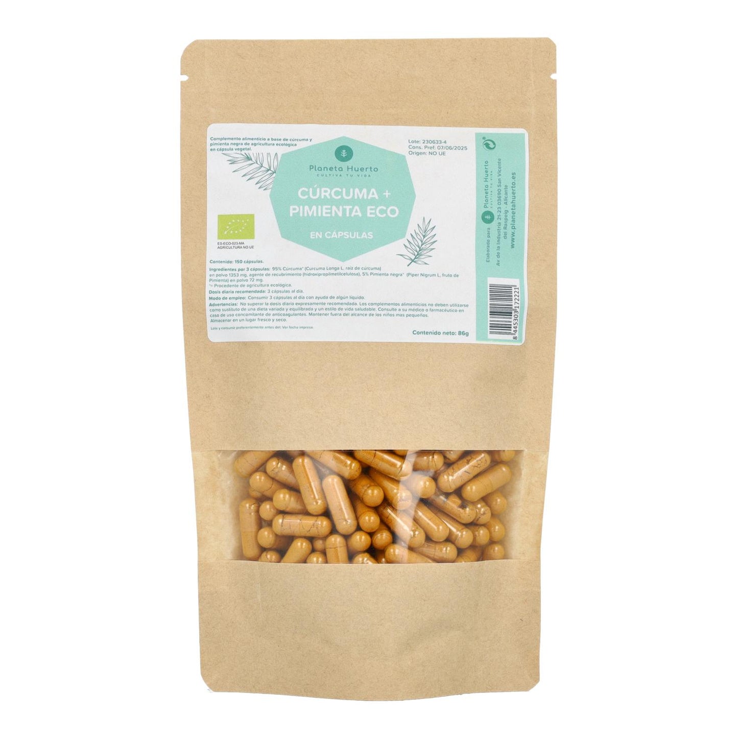 Bio-Kurkuma + Bio-Pfeffer Planeta Huerto 150 Kapseln