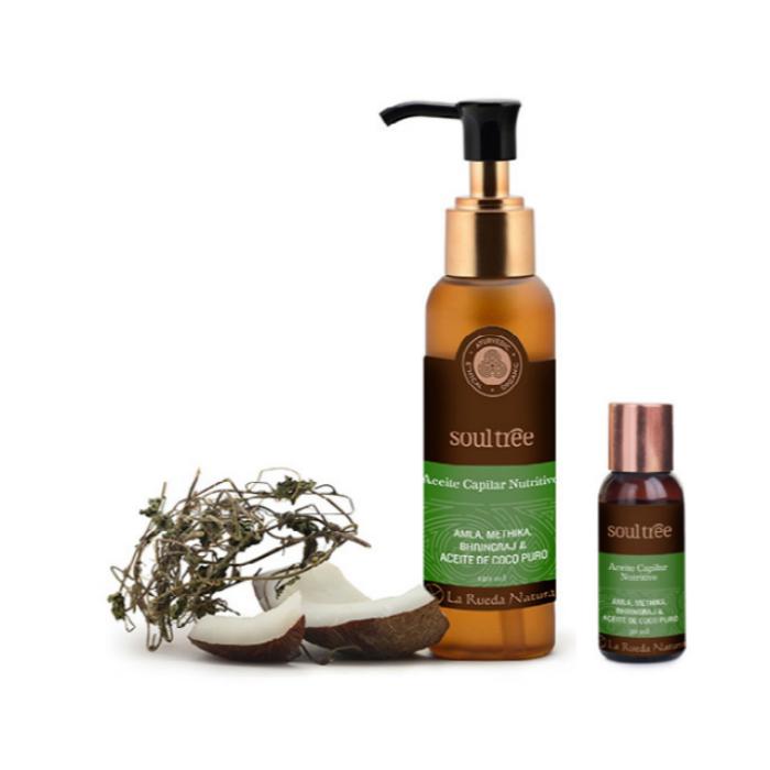 Huile capillaire ayurvédique nourrissante pour tous types de cheveux Soultree 125 ml Distributeur