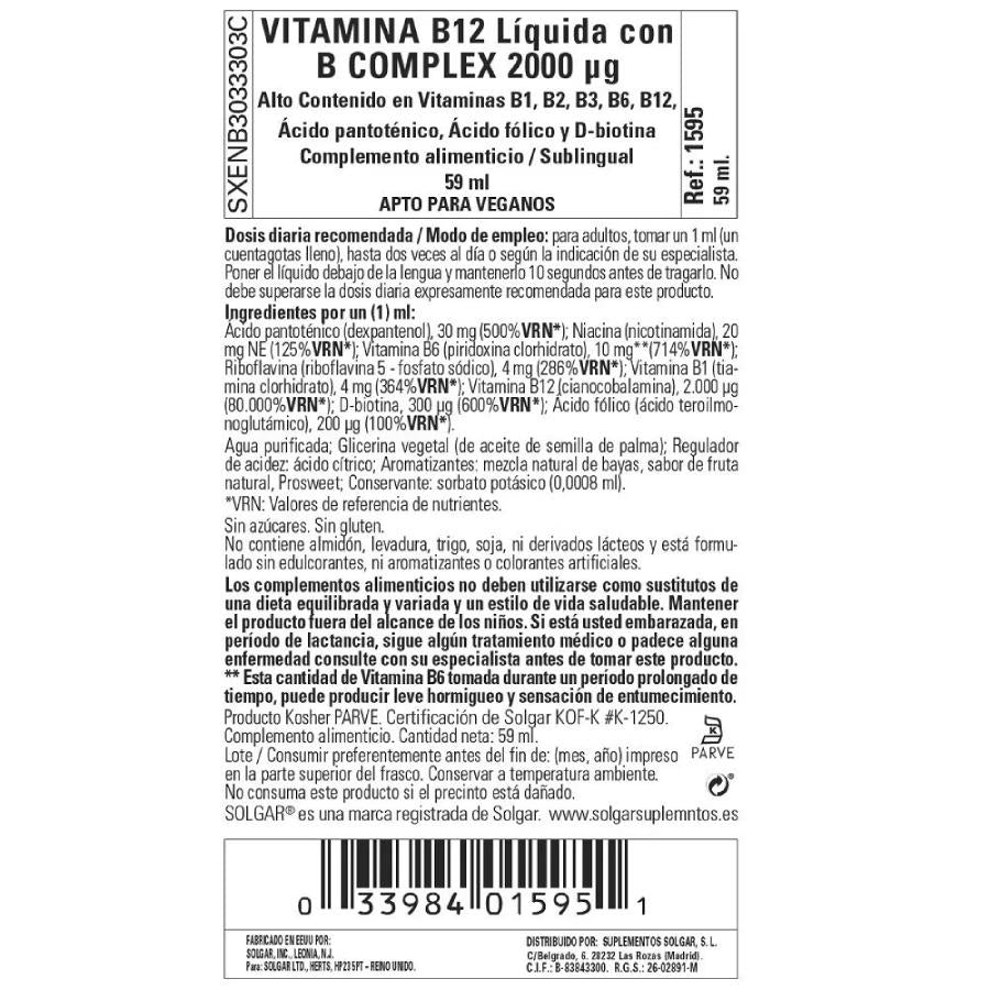Flüssiges Vitamin B12 zur sublingualen Einnahme, 59 ml mit 2000 μg