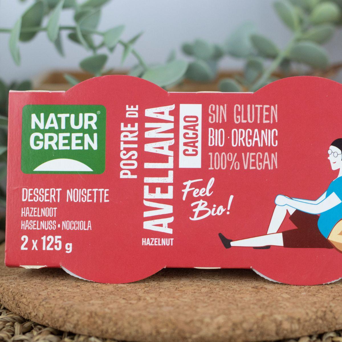 Deser z orzechów laskowych i kakao NaturGreen, 2 x 125 g