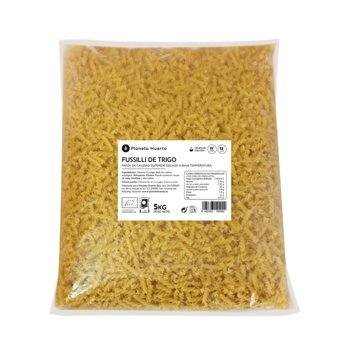Fussilli de blé ECO Planeta Huerto 5 kg