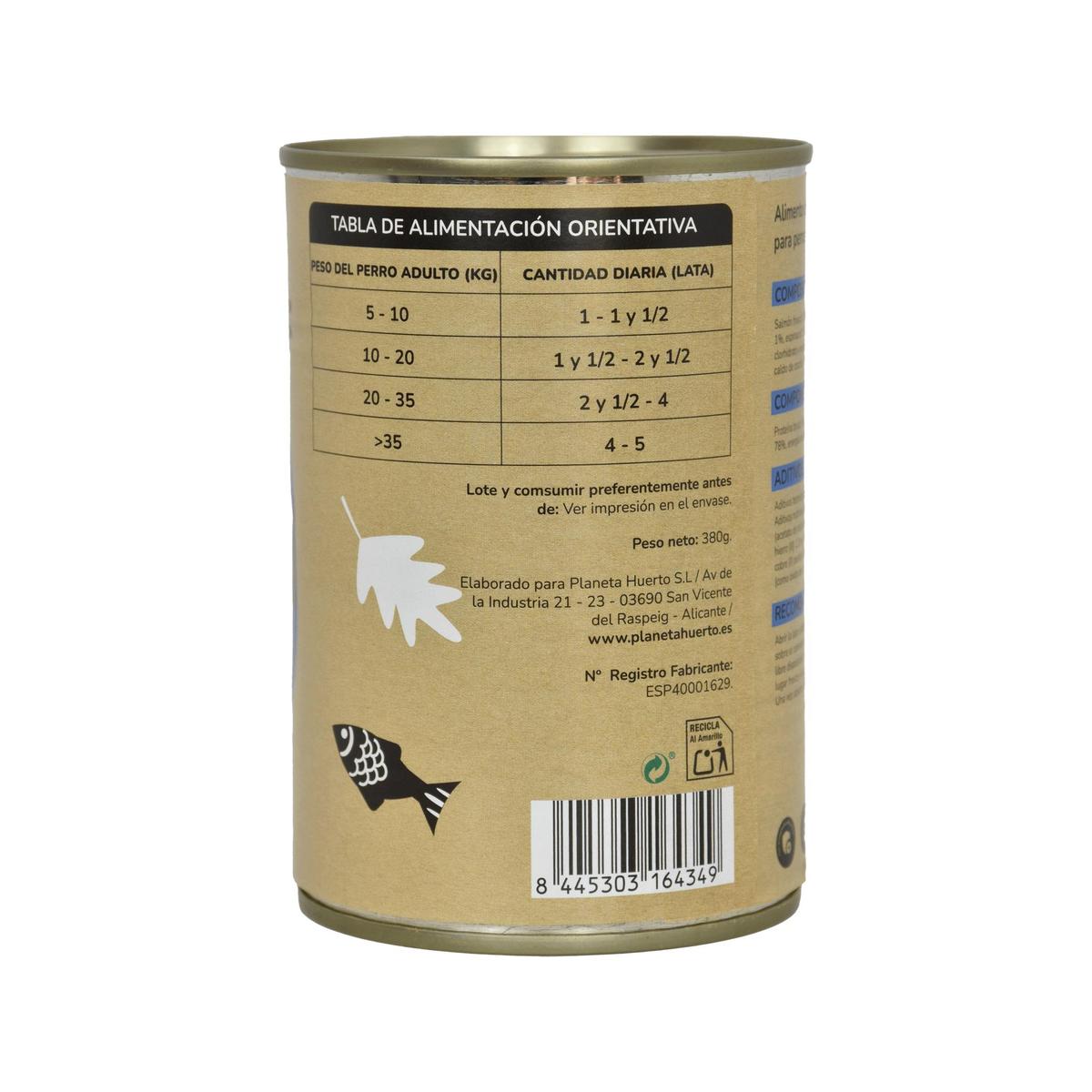 Pak 6 x Graanvrij Superpremium Nat Hondenvoer Zalm 380 g Planeta Huerto