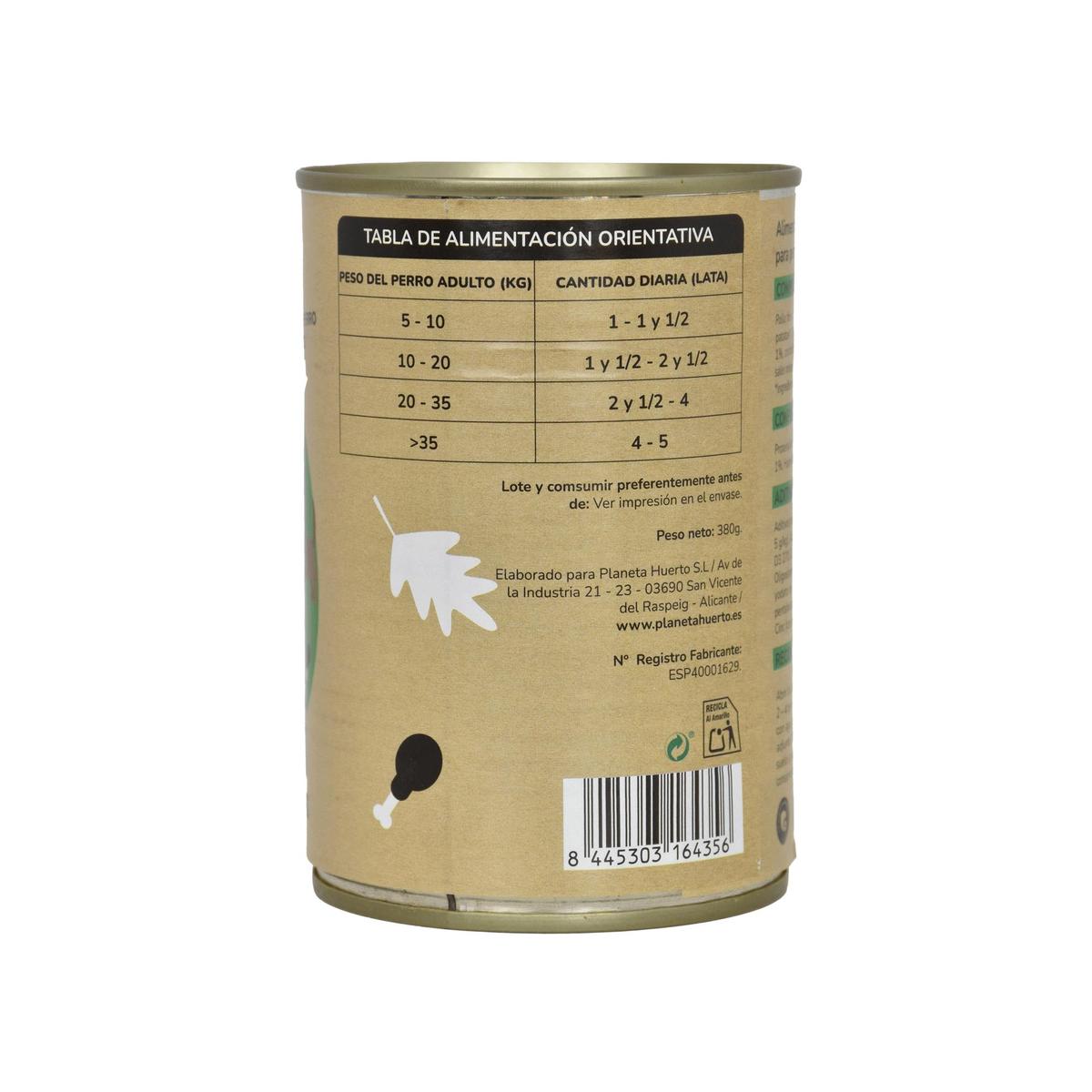 Packung 6 x getreidefreies Superpremium-Hundenassfutter Huhn & Ente 380 g Planeta Huerto