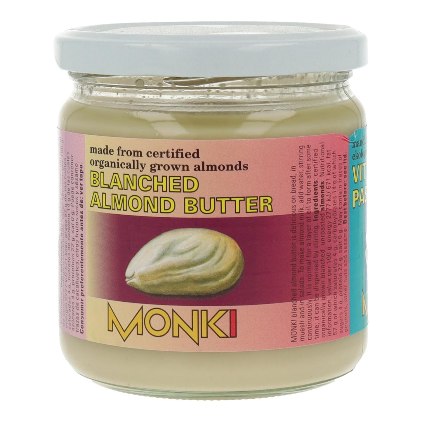 Biologische witte amandelcrème Monki, 330 g