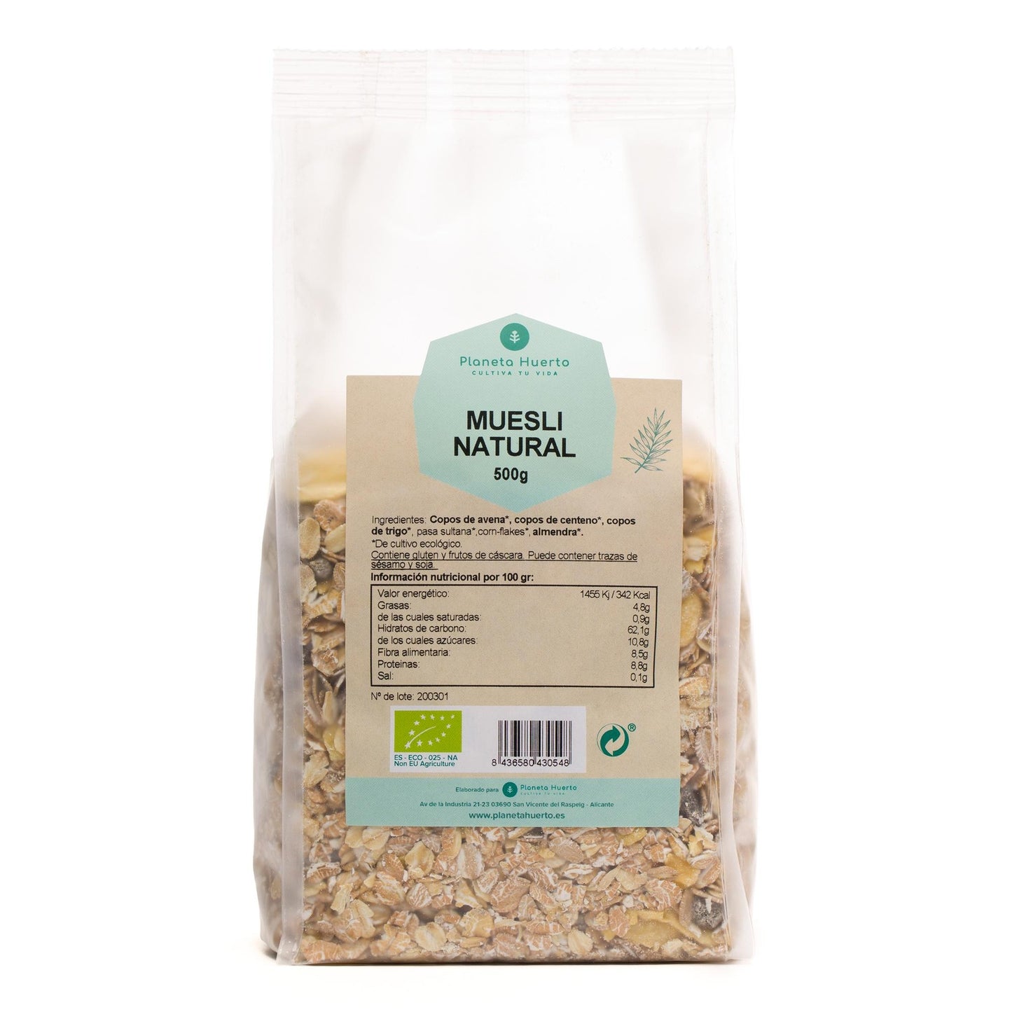 Naturalne musli z rodzynkami sułtańskimi ECO Planeta Huerto 500 g