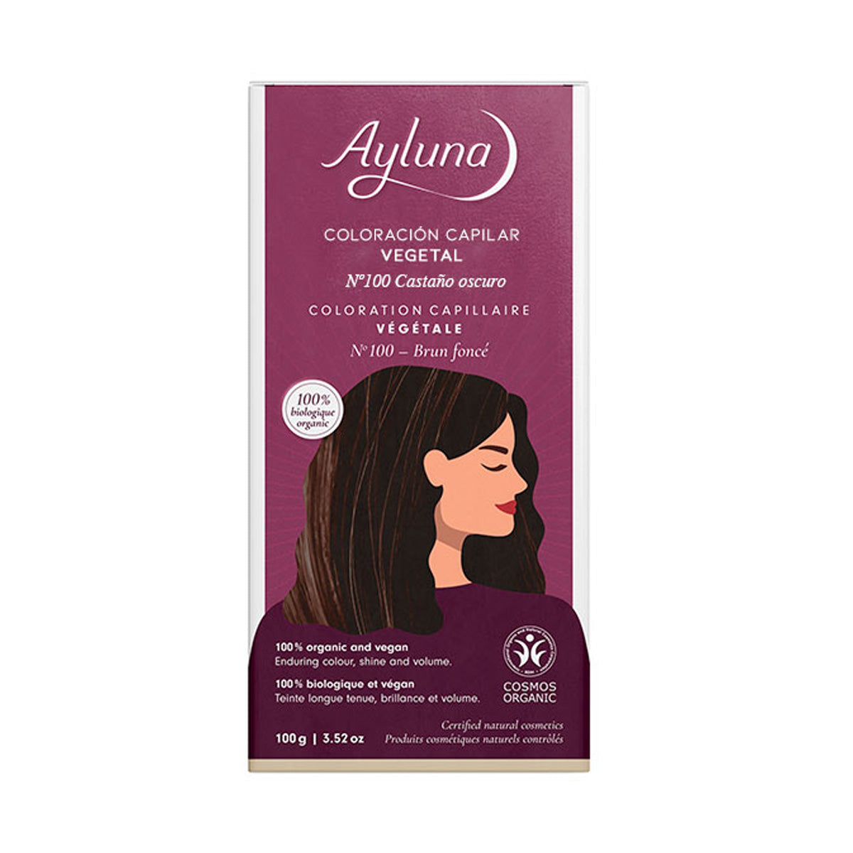 Colorant végétal 100 châtain foncé Ayluna, AYLUNA, 100 g