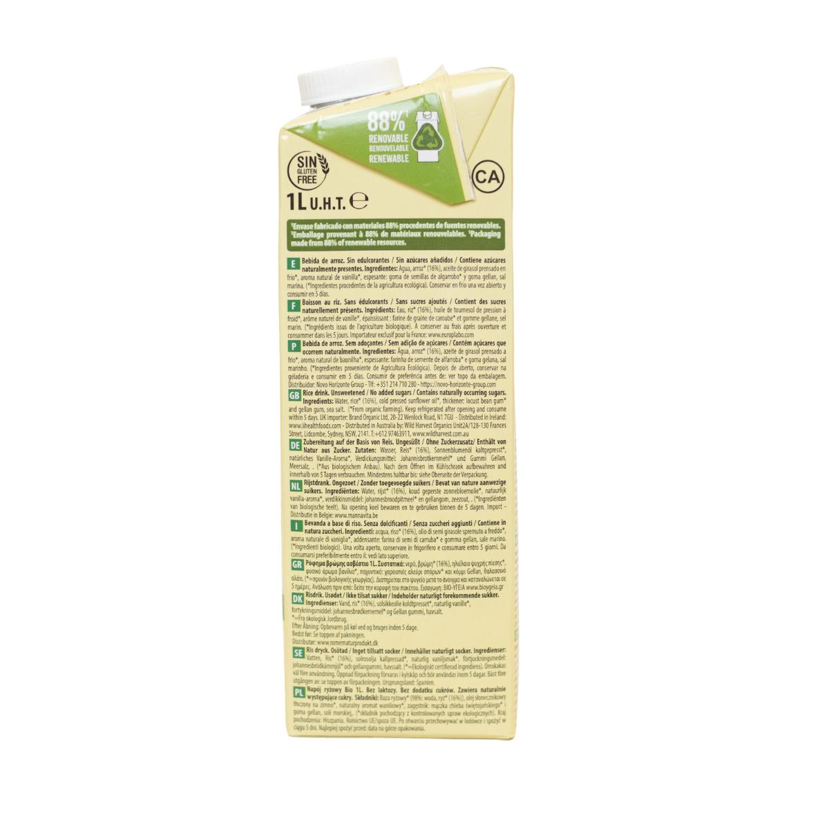 Pack 6 x Boisson au riz sans sucres ajoutés NaturGreen 1 L