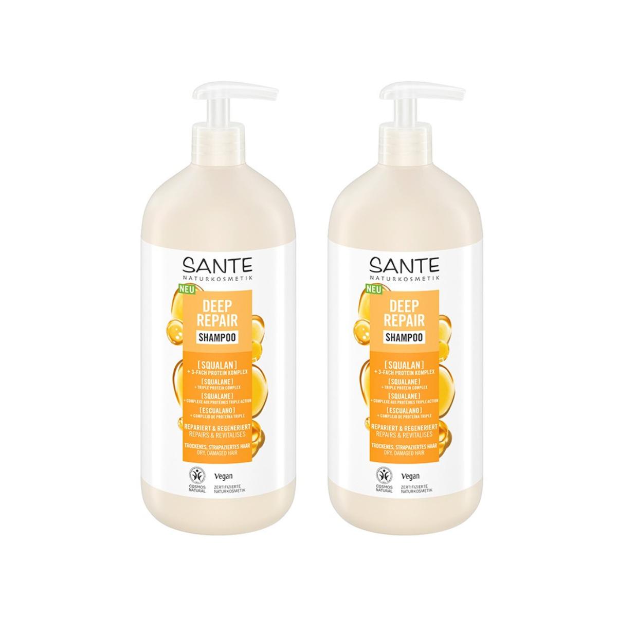 Confezione da 2 shampoo riparatore intenso squalene Sante 950 ml
