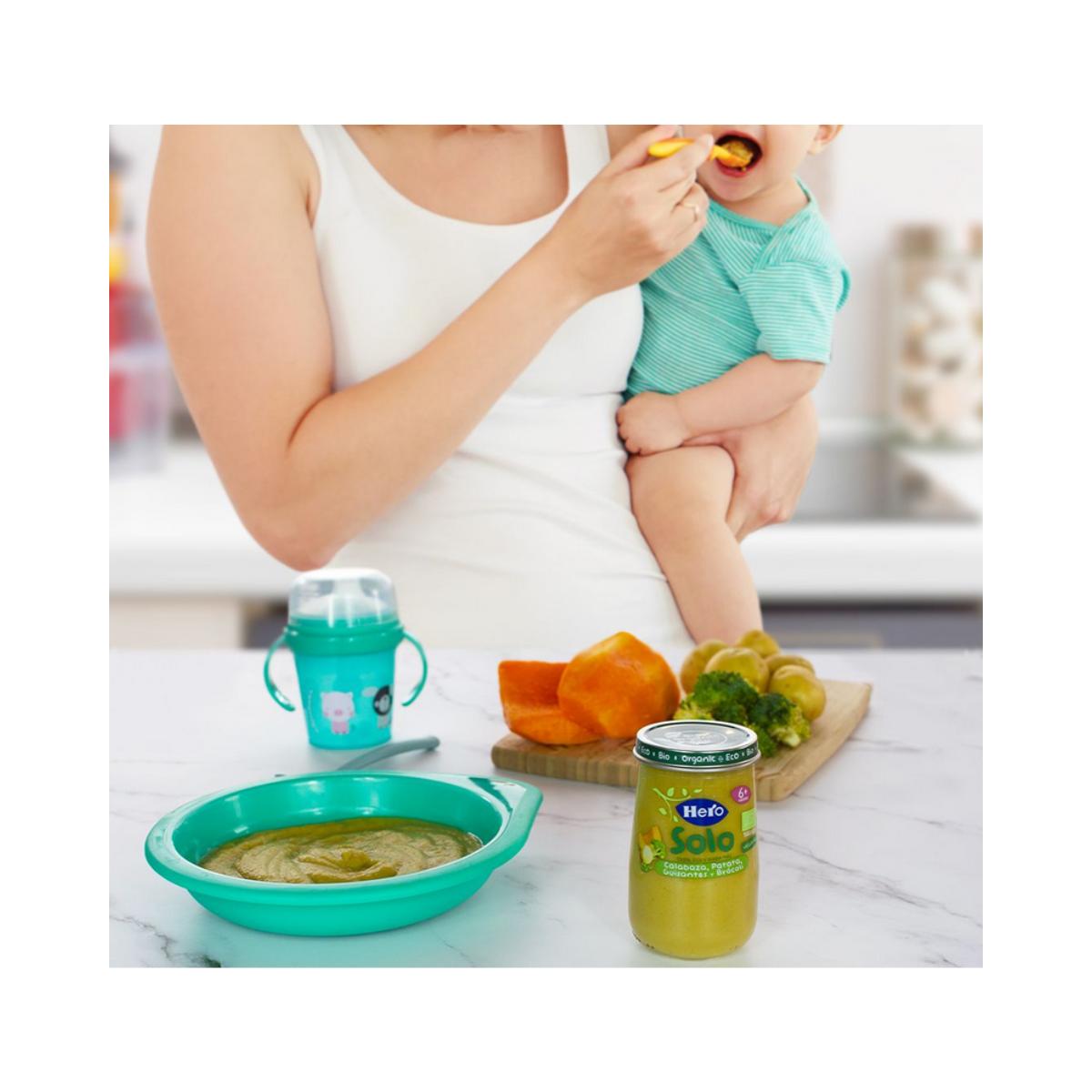 Glas mit Kürbis, Kartoffeln, Erbsen und Brokkoli aus biologischem Anbau 190 g-Hero Solo