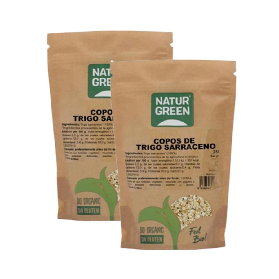 Packs 2 uds Copos de Trigo Sarraceno BIO Sin Gluten Naturgreen 2 uds de 250 g