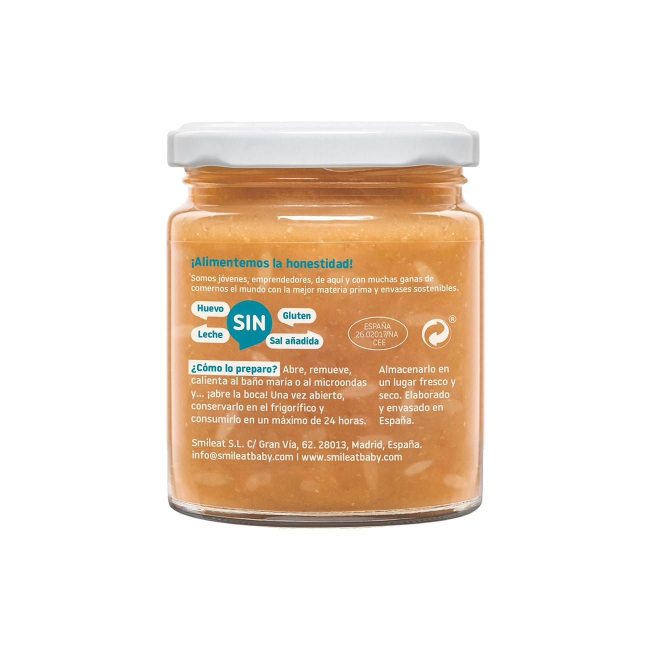 Confezione da 12 vasetti di riso con salmone e piselli ECO CA CHI TOS Smileat, 230 g