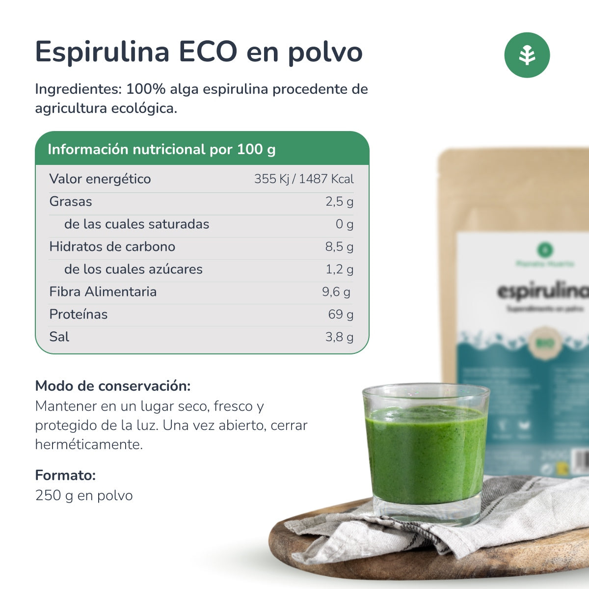 Spirulina powder ECO Planeta Huerto 200 g