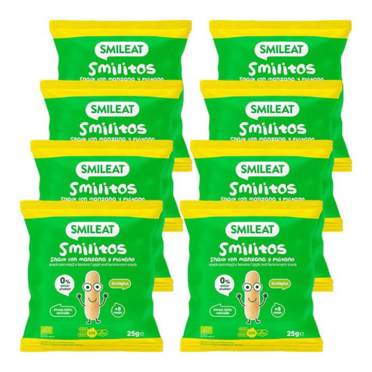 Confezione da 8 x Smilitos di mela e banana Smileat 25 g
