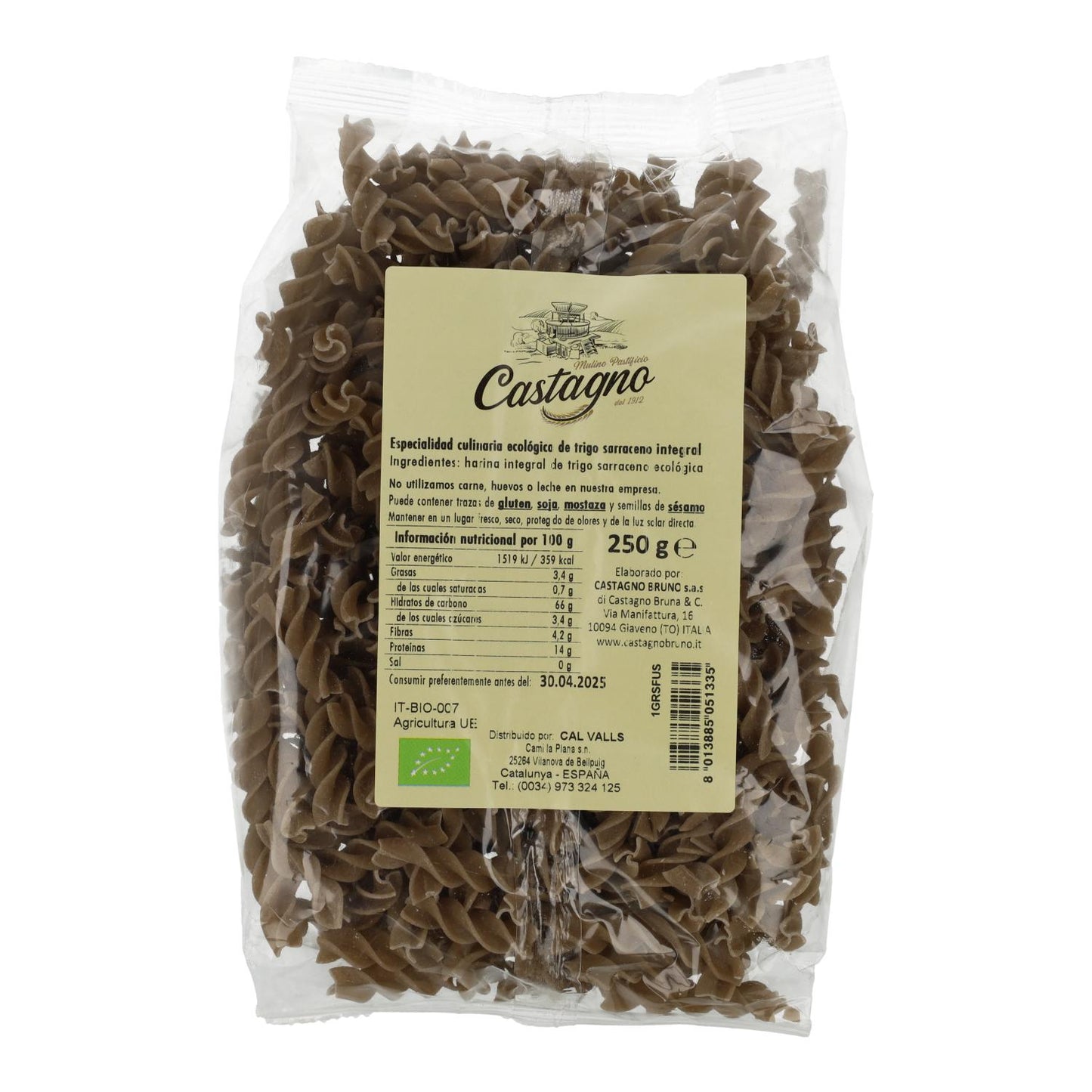 Spirale z kaszą gryczaną ECO Castagno 250 g