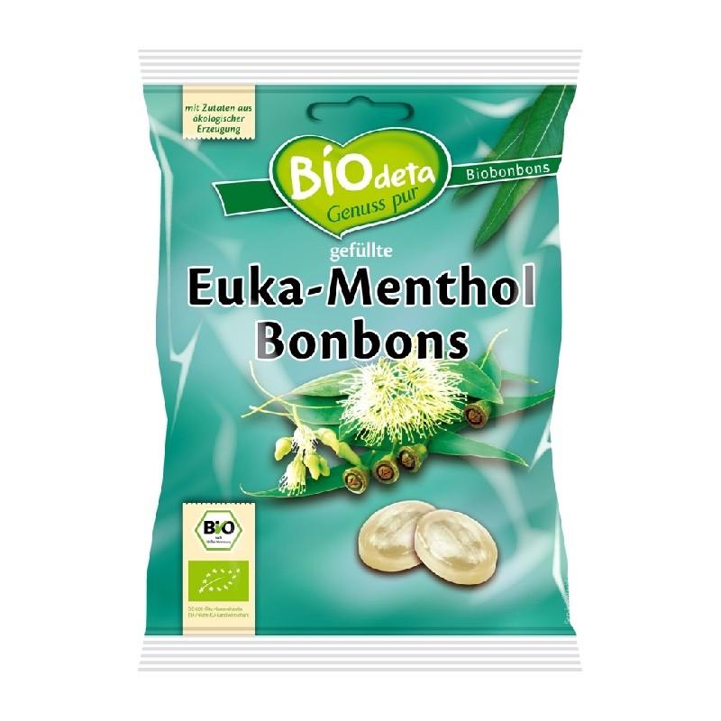 Fyllda karameller med eukalyptus- och mentolsmak Biodeta 75 g