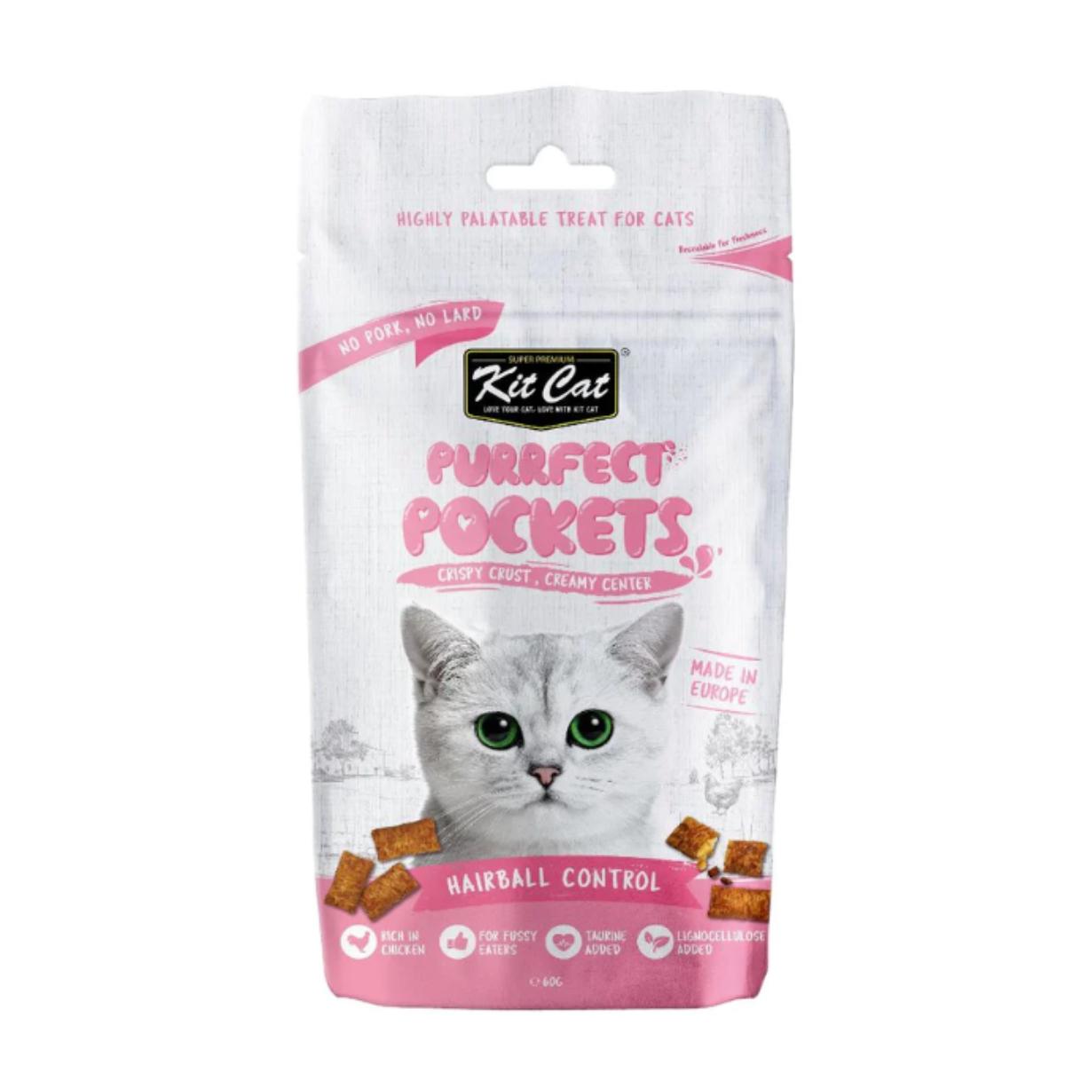 Kit Cat Purrfect Pockets - Hairball Control 60 g Snack funzionale per gatti