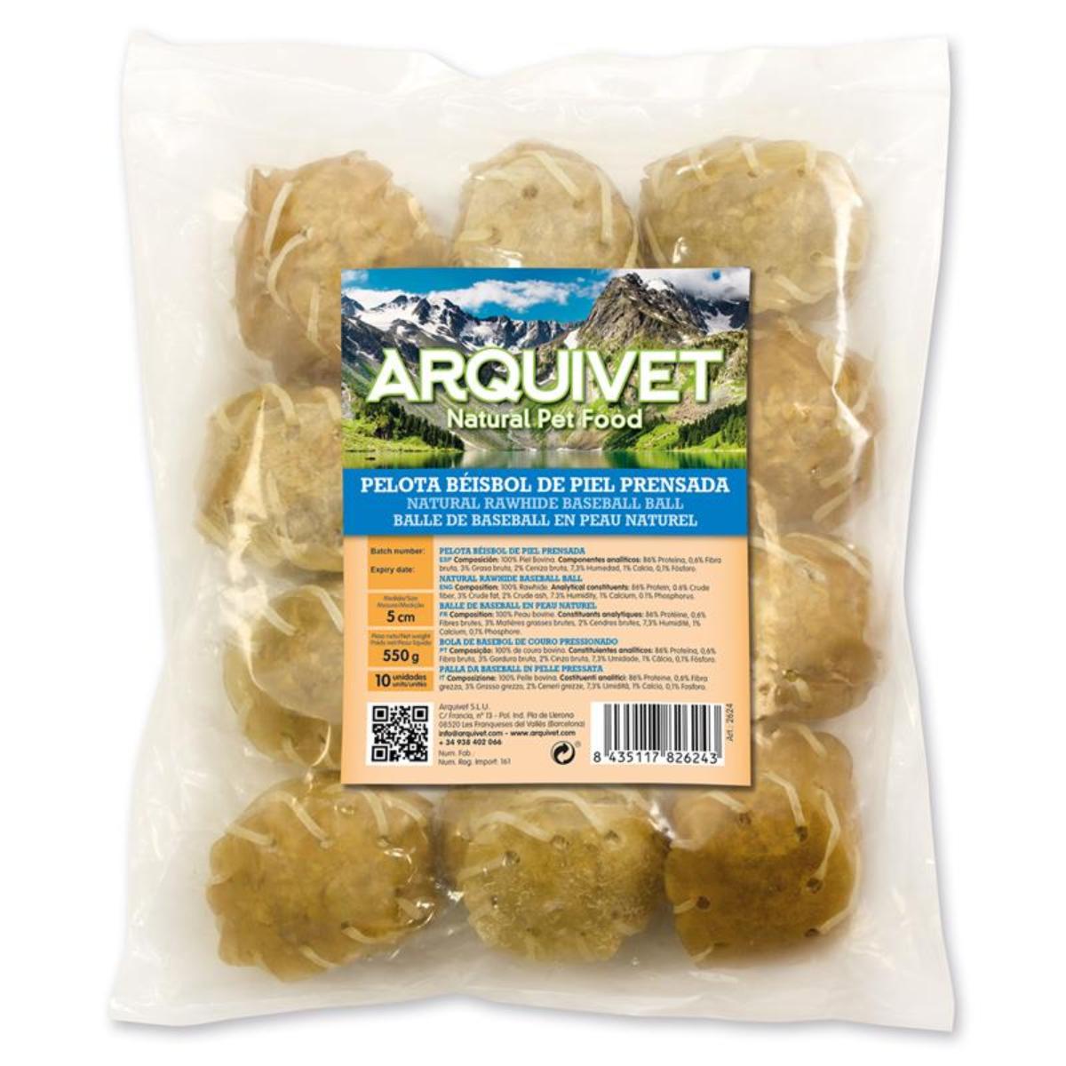 Snack Baseballbälle aus gepresstem Leder für Hunde Arquivet 10 Stück 8 cm