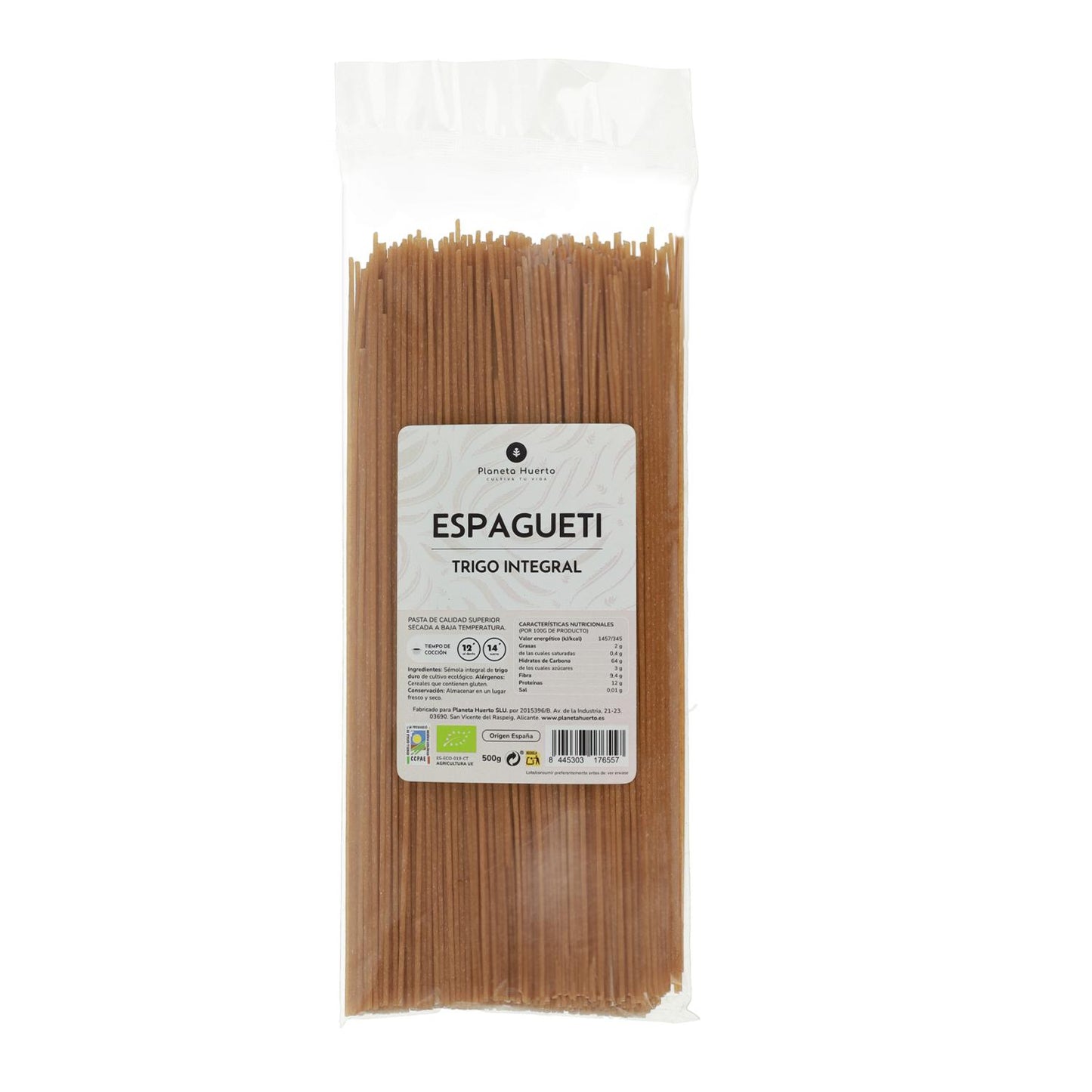 Volkoren spaghetti ECO Planeta Huerto 500gr