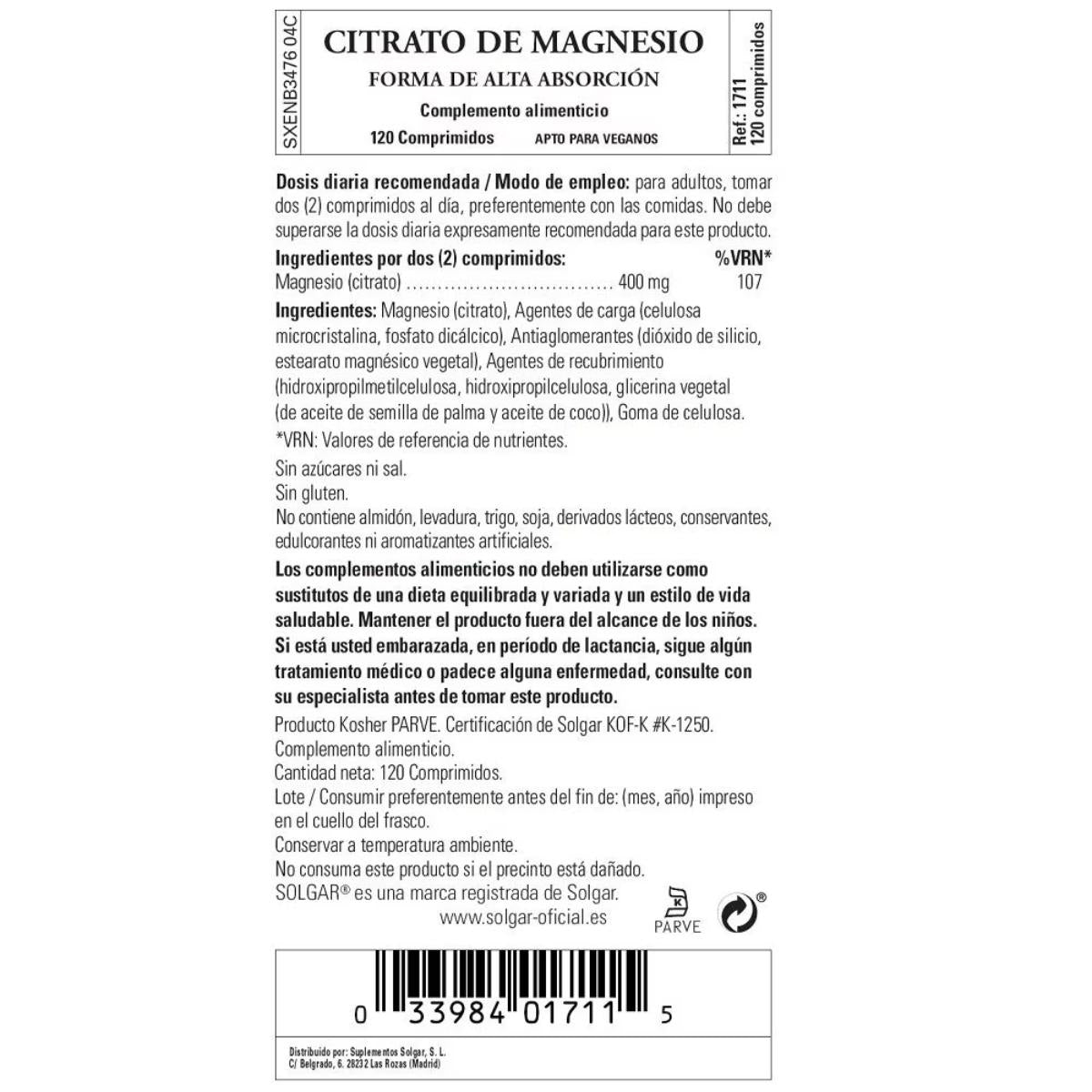 2er-Pack Magnesiumcitrat 120 Tabletten Solgar