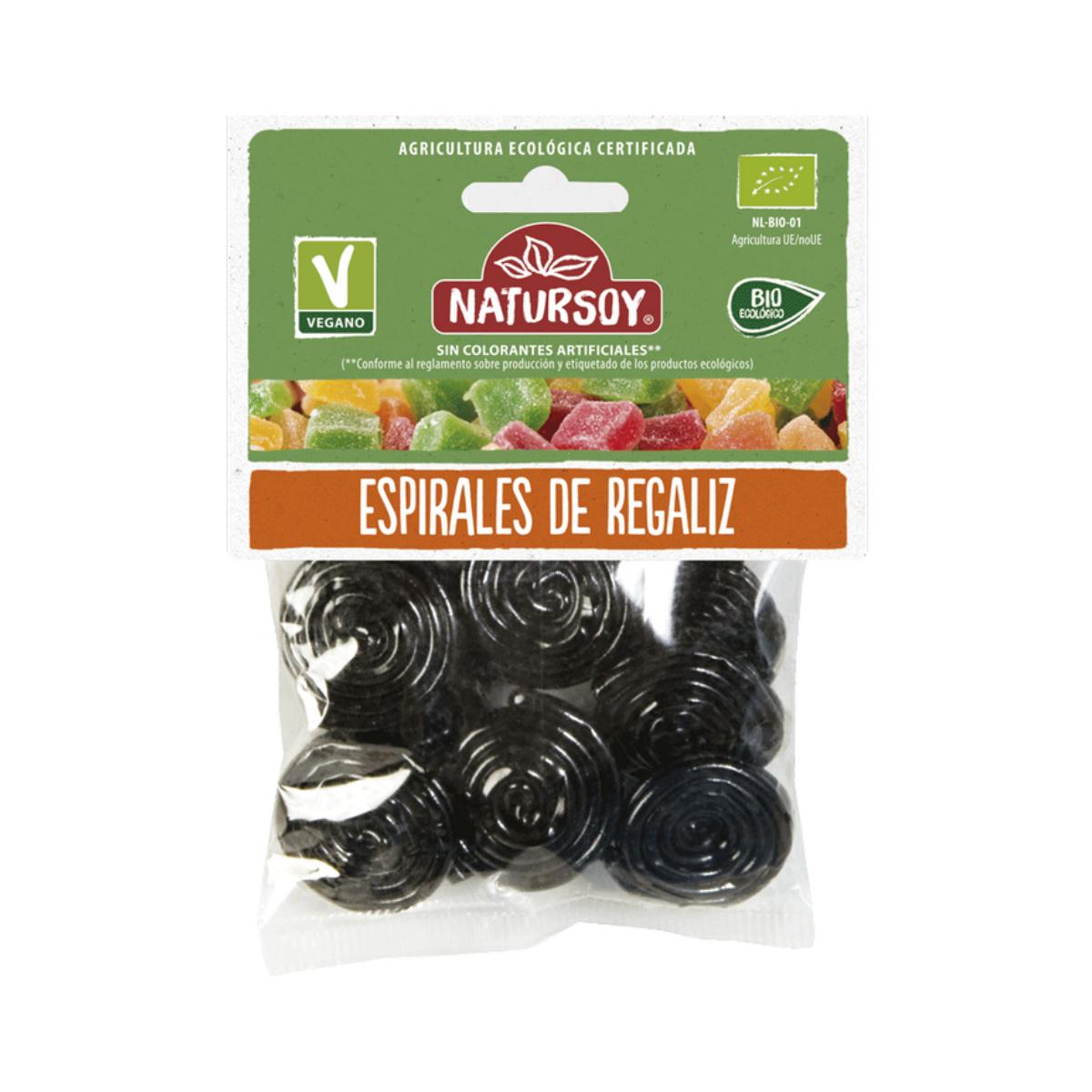Spiraalvormige gummibeertjes van zoethout ECO, 75 g. Natursoy