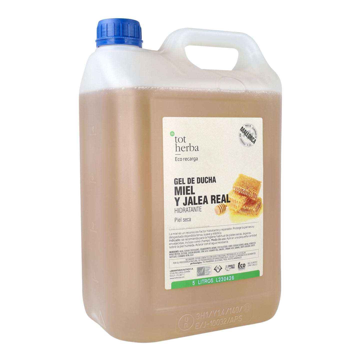 Hydraterende gel met honing en koninginnengelei 5 liter Tot Herba