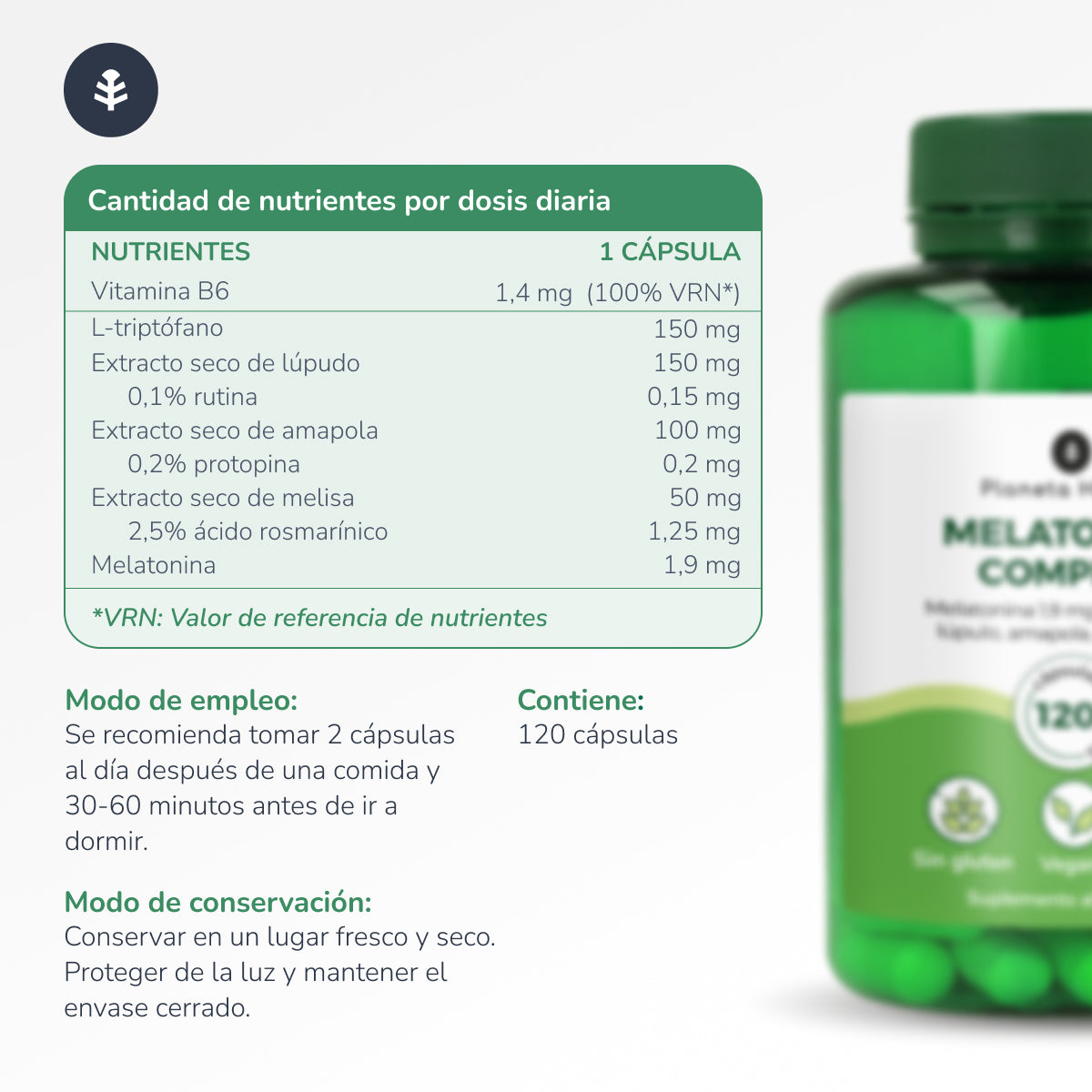 Melatonin Komplex Planeta Huerto 120 Kapseln