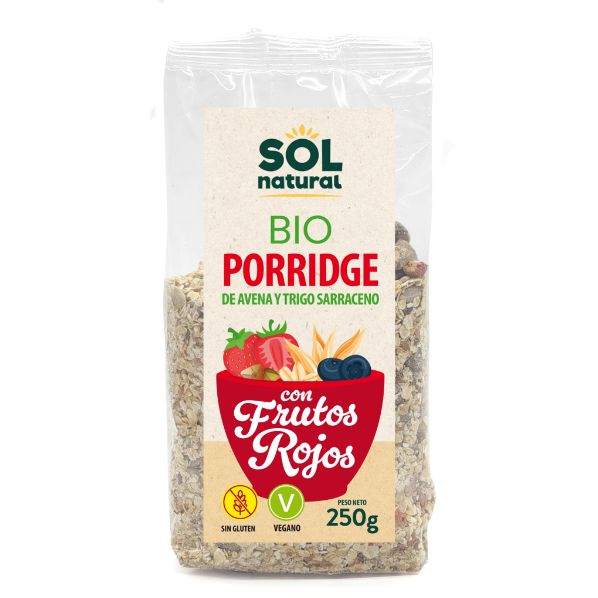 Porridge de sarrasin avec avoine et fruits rouges BIO Sol Natural 250 g