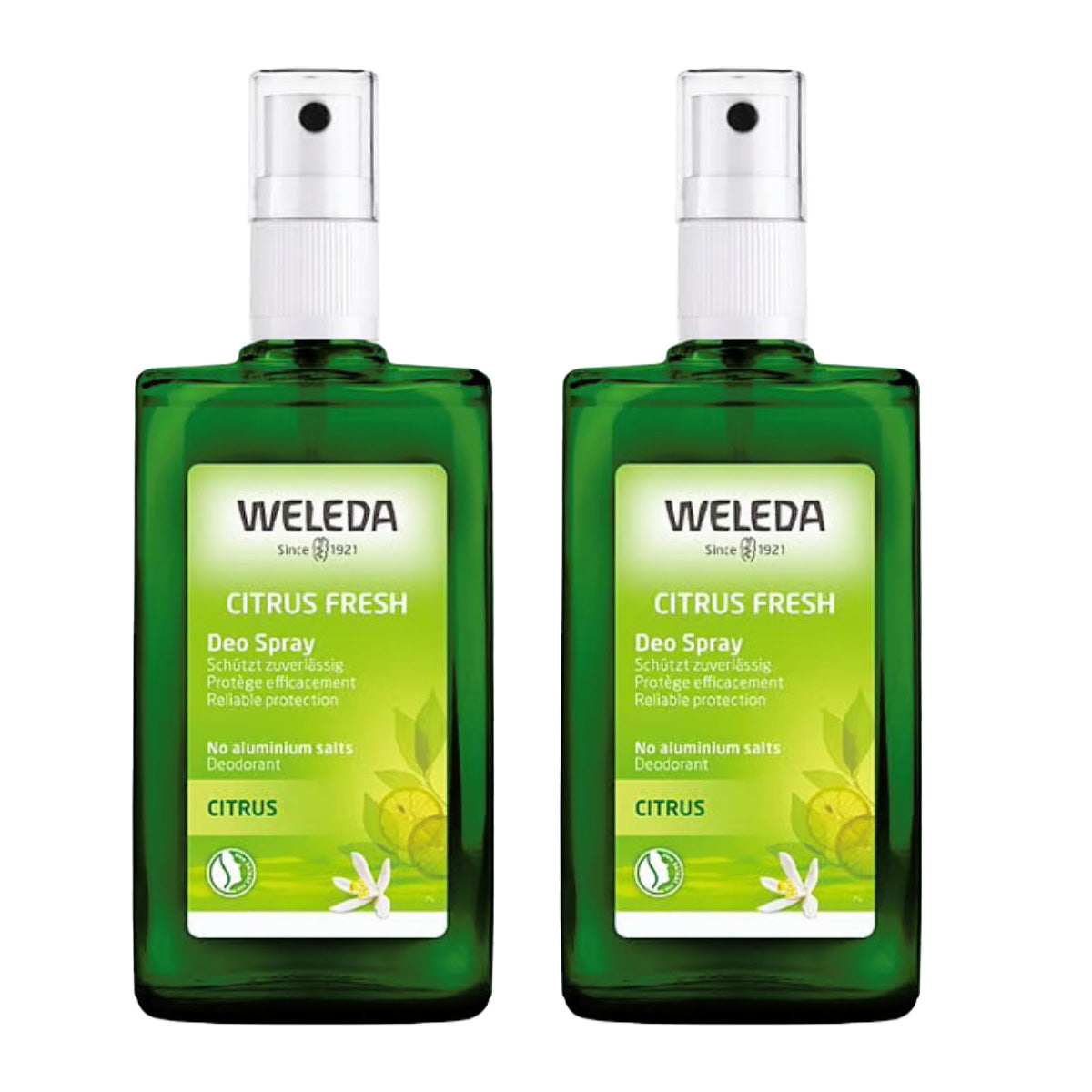 Pack of 2 Citrus Deodorants, Weleda, 100 ml