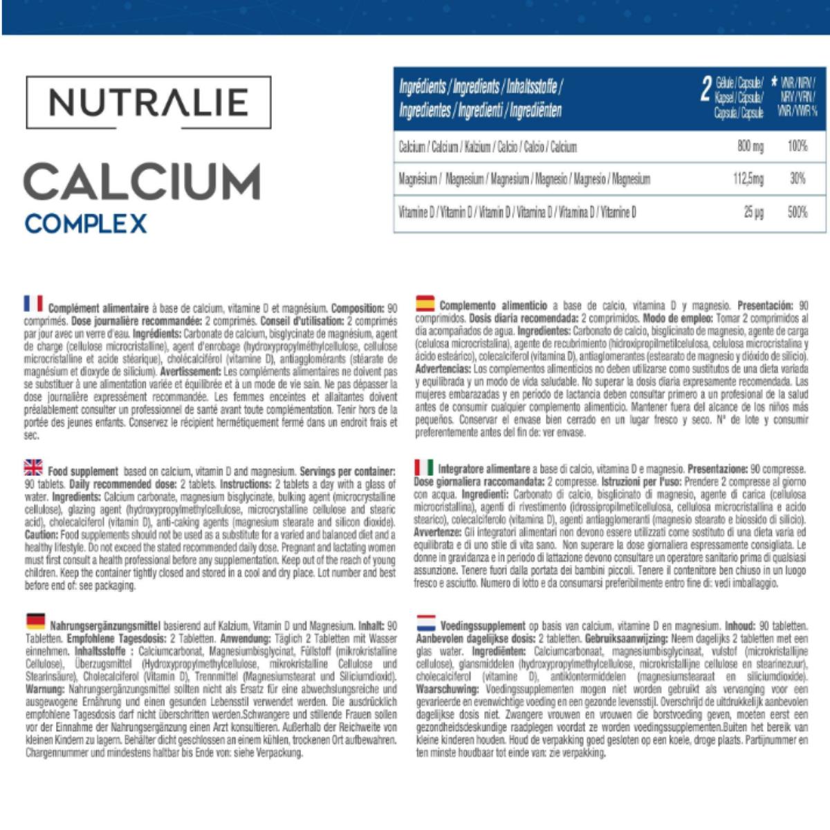 Nutralie Calcium 800 mg + Vitamine D3 en Magnesium, 90 tabletten