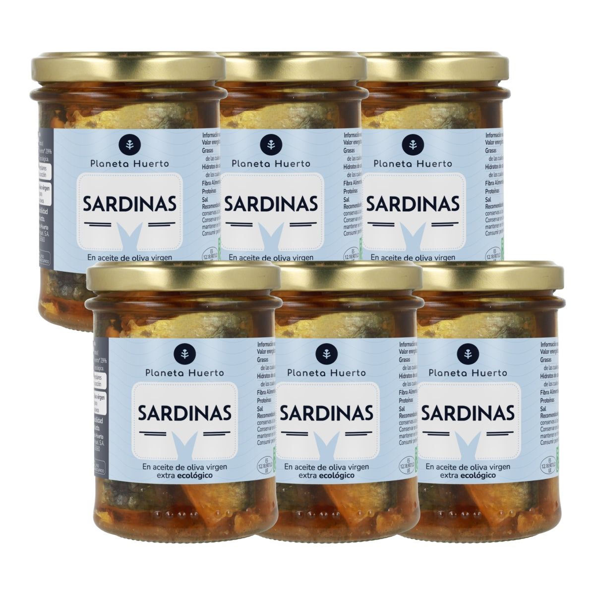 Pakje 6x Sardines in olijfolie ECO Planeta Huerto 190 gr