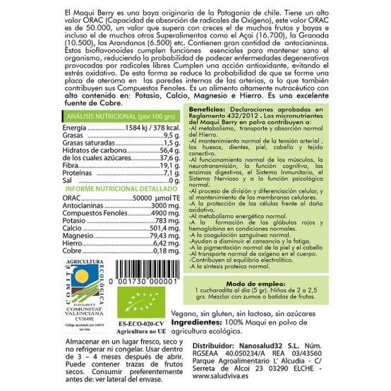 Maqui berry w proszku ECO 50 g, Salud Viva