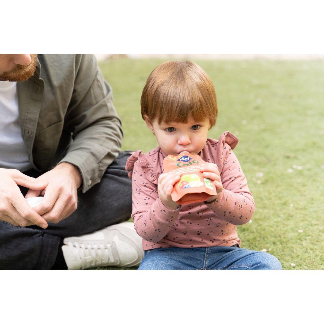 100% biologisch fruitzakje met appel-, aardbei-, banaan- en bosbessensmaak 4x100 g-Hero Solo