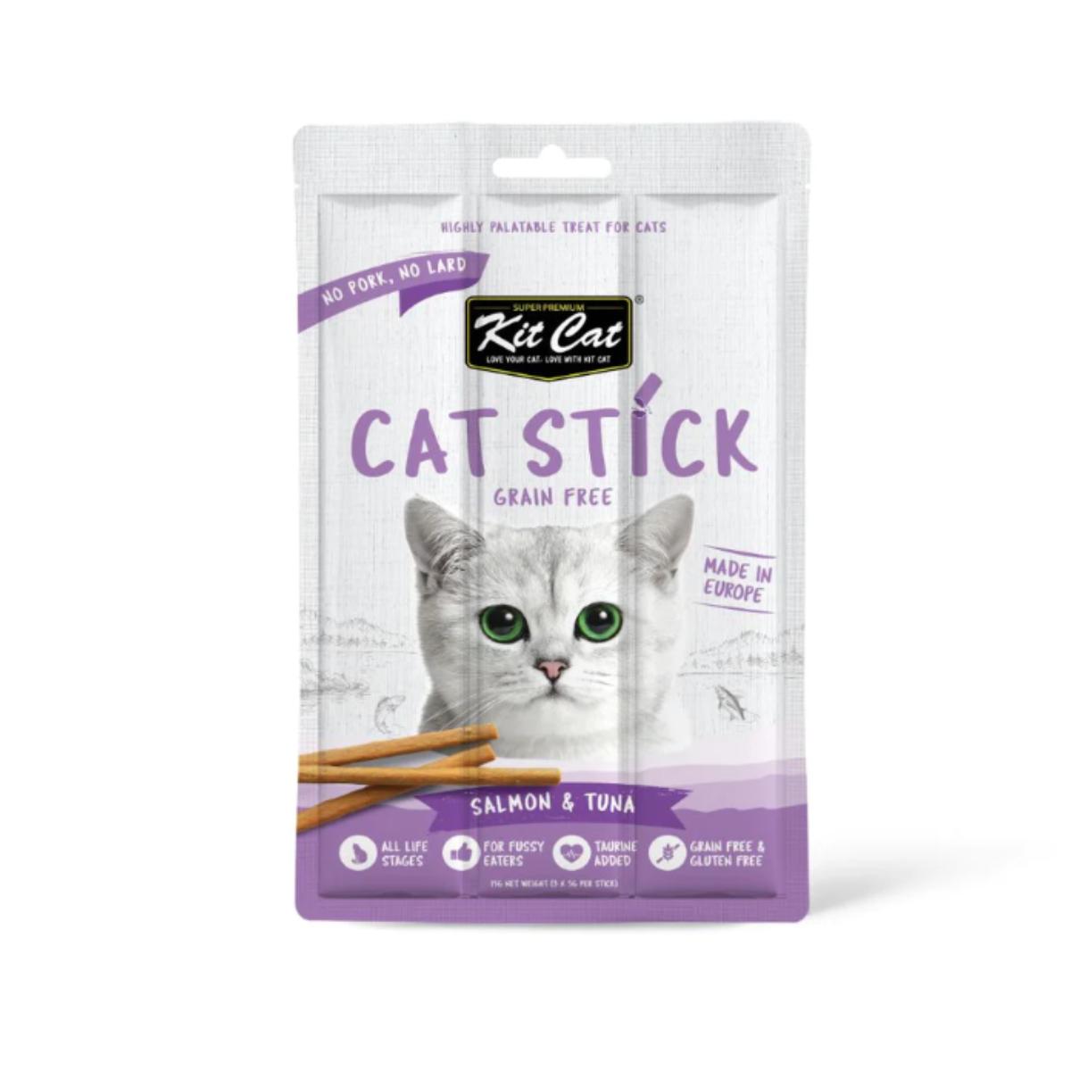 Kit Cat Cat Stick – Lachs & Thunfisch 15 g Halbfeuchter Snack für Katzen