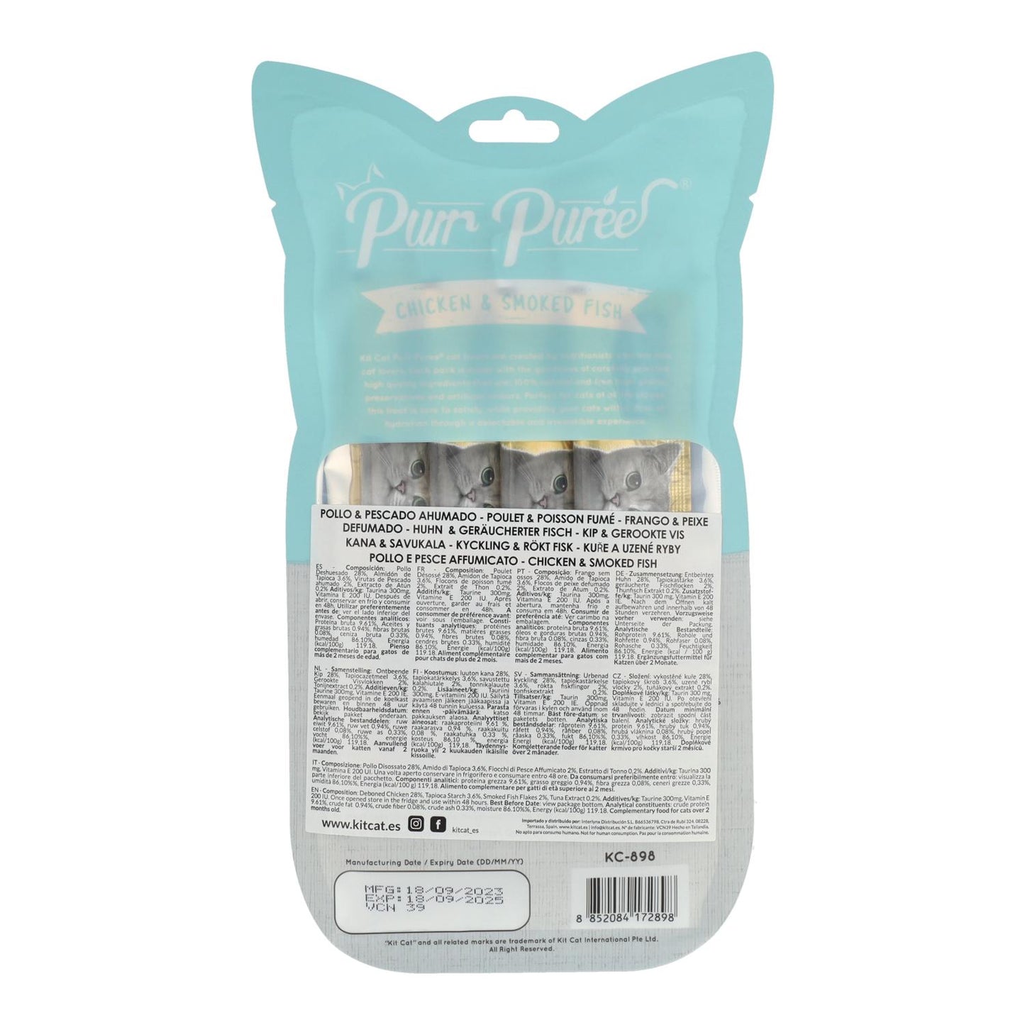Cat PurrPuree-set - Kip en gerookte vis 60 g Romige snack voor katten
