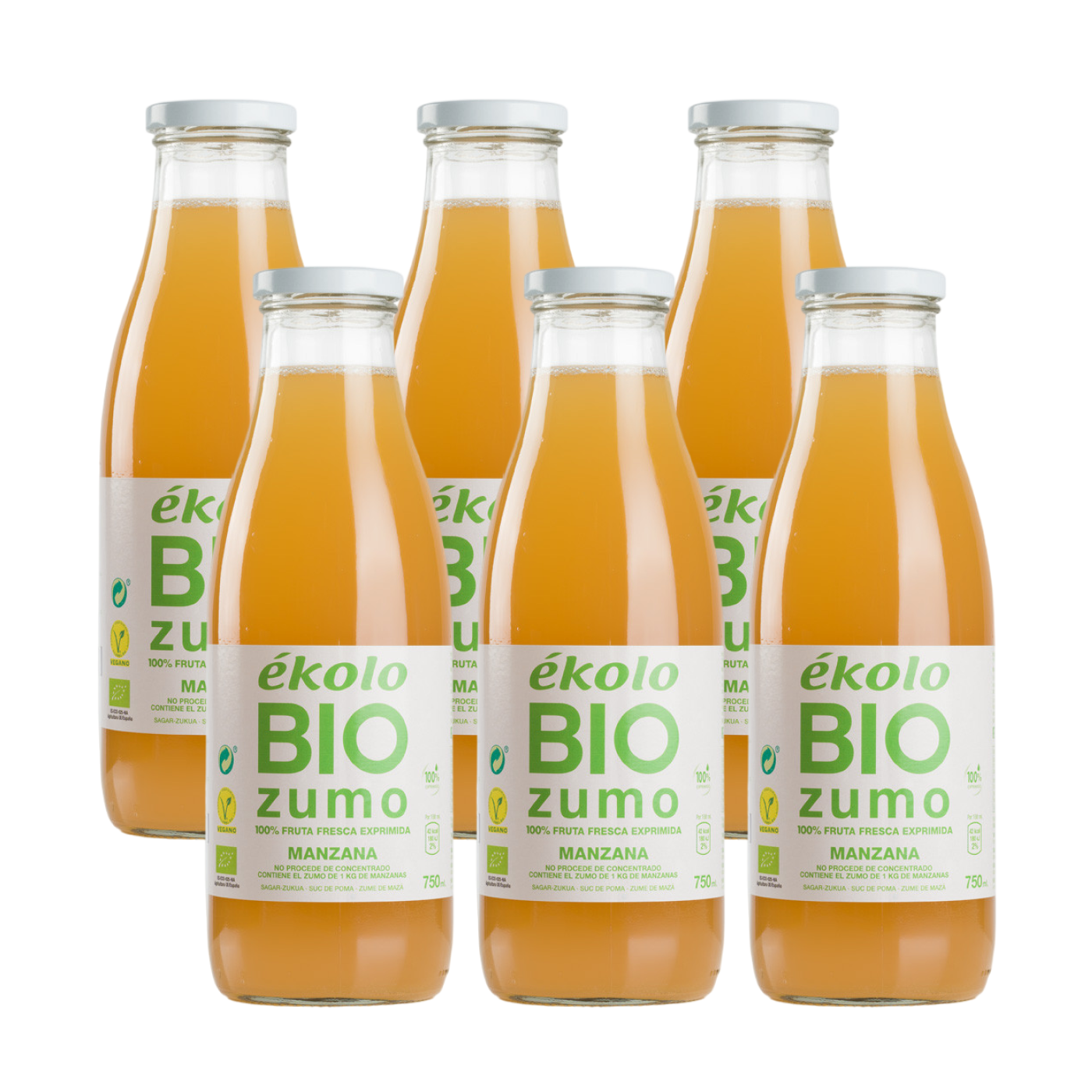6er-Pack 100 % biologischer Apfelsaft Ékolo 750 ml