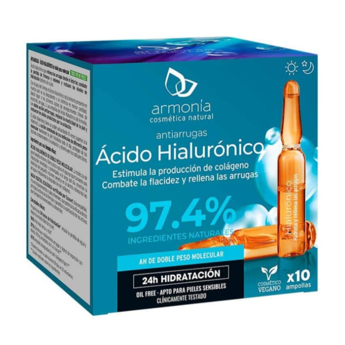 Acide hyaluronique anti-rides 10 ampoules. Armonía Cosmética Natural