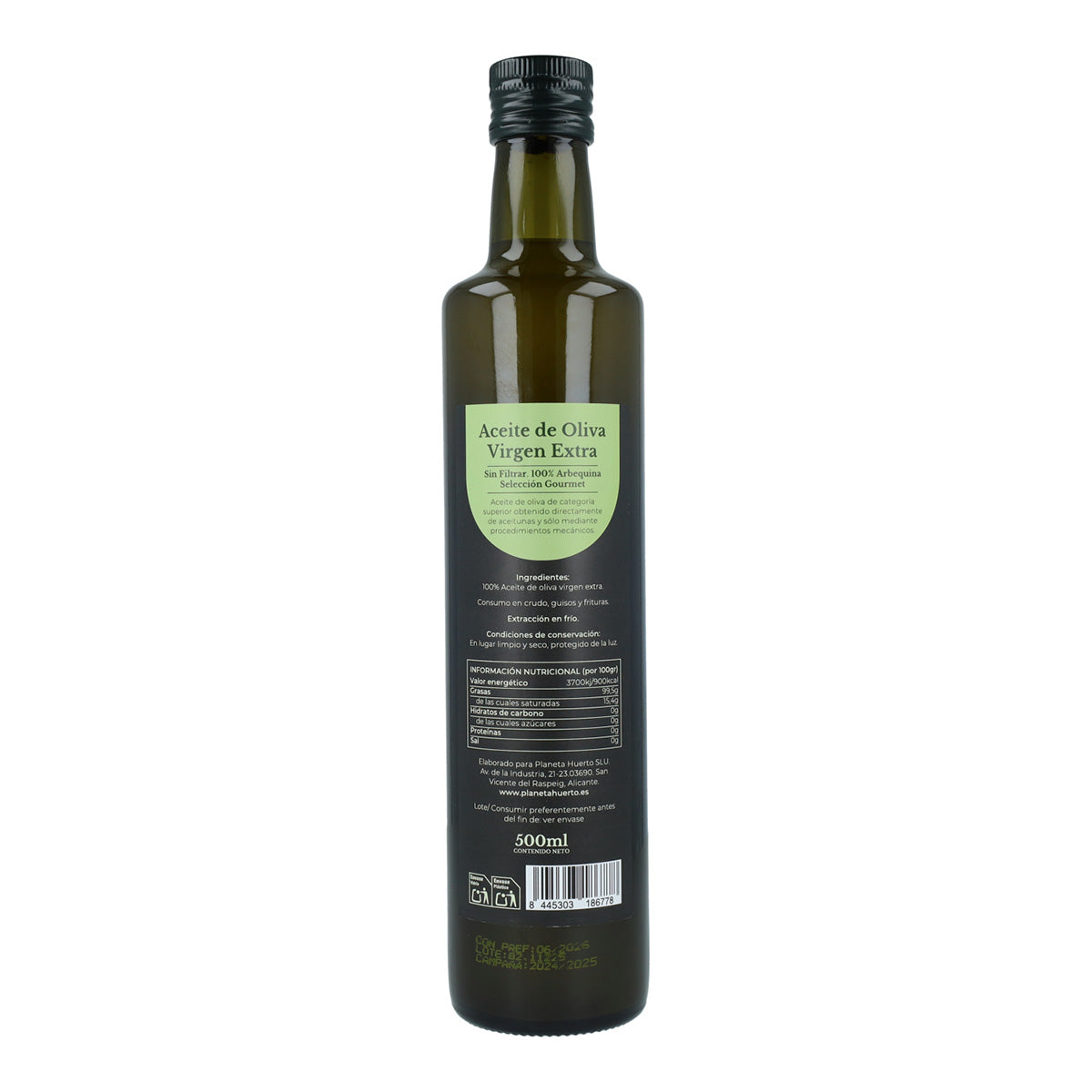 Ungefiltertes grünes Natives Olivenöl Extra Planeta Huerto 500 mL