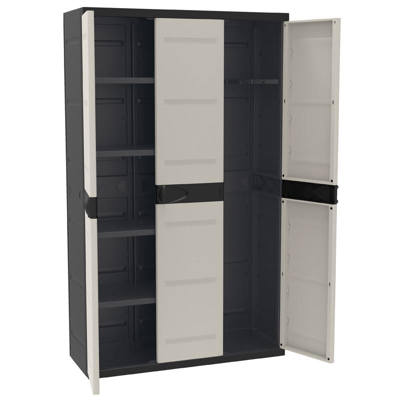 Armadio a 3 ante con scopa 105 cm Titanium Plastiken Nero (Ricondizionato)