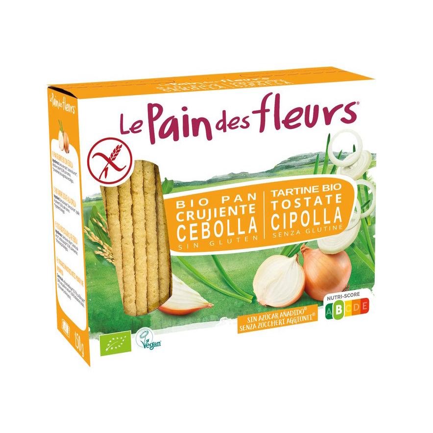 Knuspriger gerösteter Cracker mit Zwiebeln, glutenfrei, Bio, Le pain de fleurs, 150 g