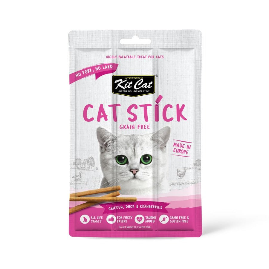 Kit Cat Cat Stick – Huhn & Ente und Heidelbeeren 15 g Halbfeuchter Snack für Katzen