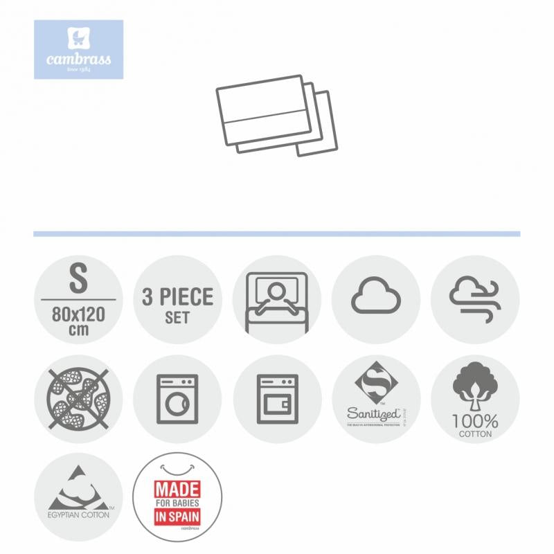 Lakan till minispjälsäng 3 delar Forest Cambrass Forest Rosa