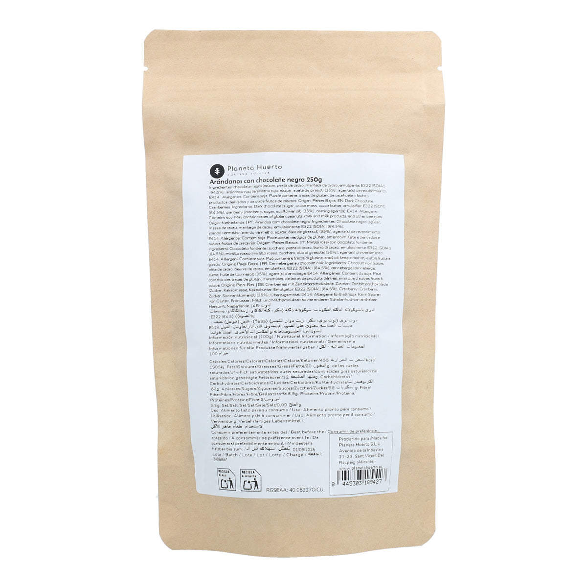 Blåbär med mörk choklad Planeta Huerto 250gr