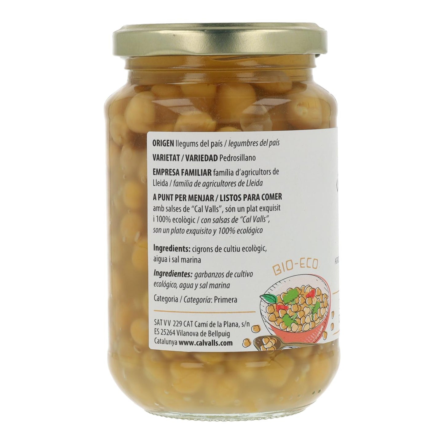 6er-Pack gekochte Kichererbsen ECO Cal Valls 220 g