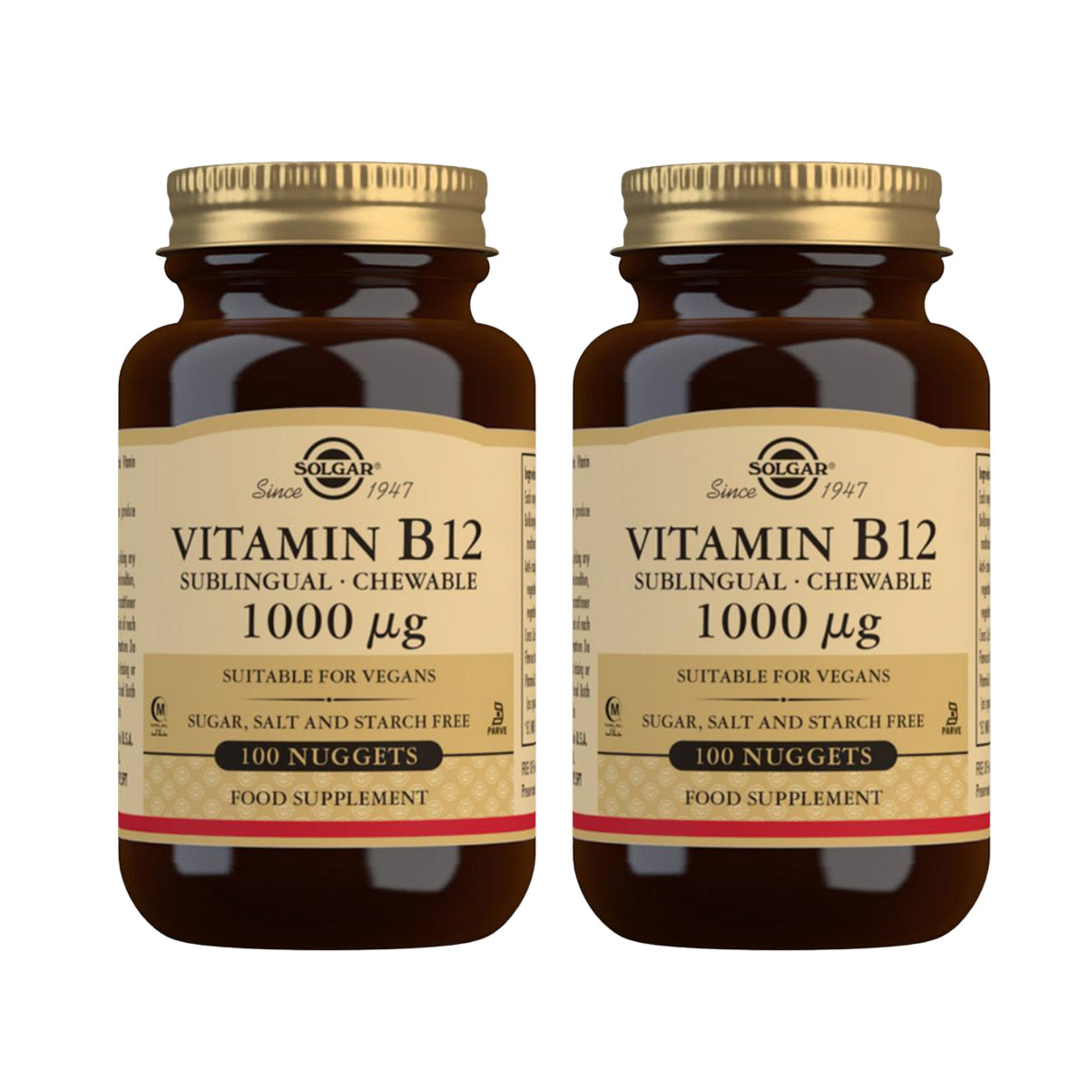 2er-Pack Vitamin B12 kaubar/sublingual, 100 Tabletten à 1000 μg