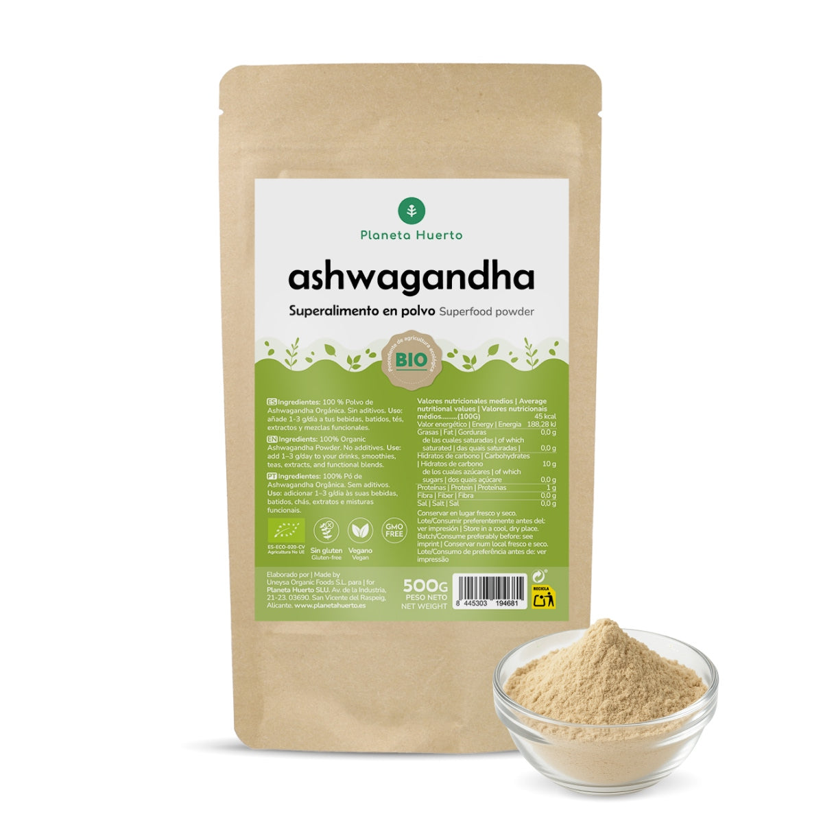 Ashwagandha-Pulver ECO Planeta Huerto 500 g