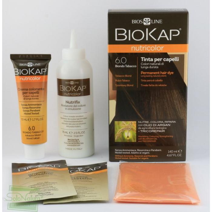 Tinta biondo tabacco Dye 6.0 Biokap 140 ml