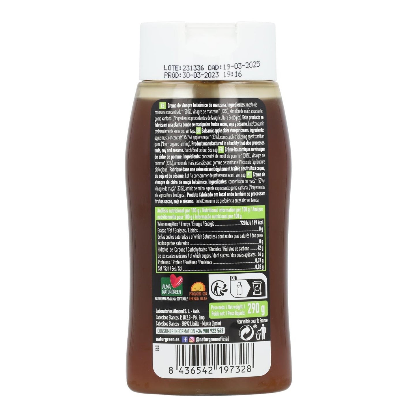 Naturgreen Organic Gluten-Free Apple Balsamic Vinegar Cream 290 g