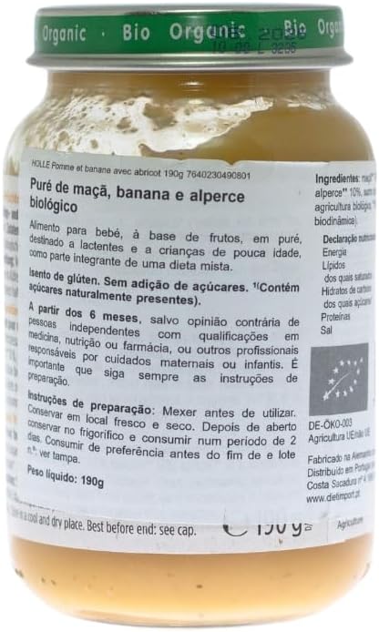 Vasetto ECO di mela, banana e albicocca +6 mesi Holle 190 g