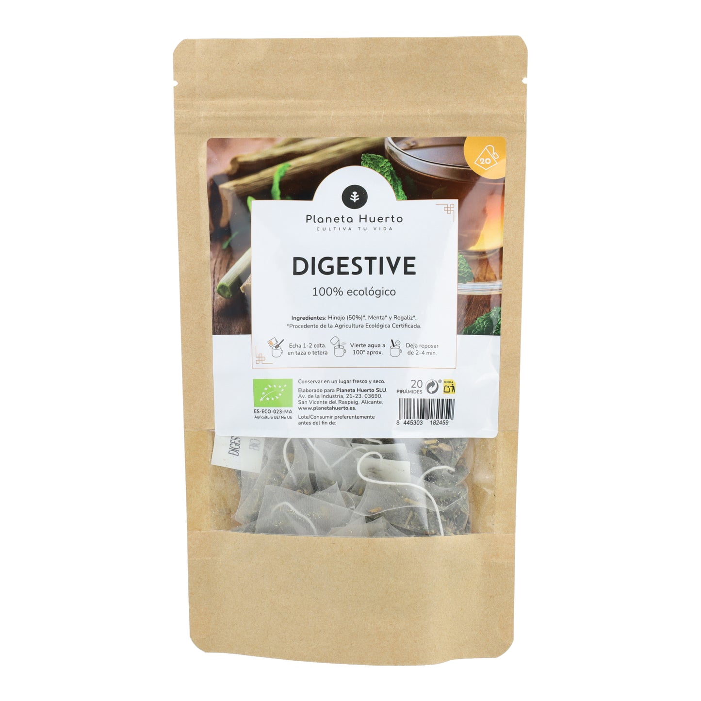 Digestive Infusion ECO Fennel, mint and liquorice Planeta Huerto 20 pyramids